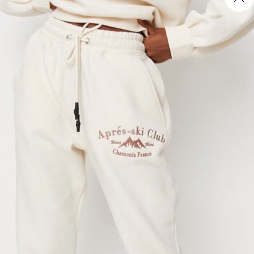 cream co ord msgd sports apres ski club embroidery joggers